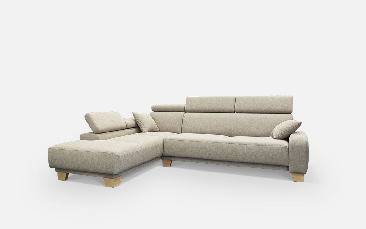 Cardiff sofa with wooden legs Sedežna garnitura Cardiff, nastavljiv vzglavnik